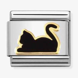 Nomination CLASSIC Composable Gold Black Enamel Cat Charm 030272-80