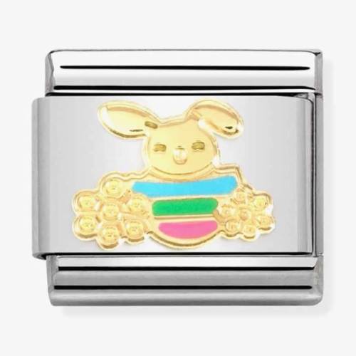 Nomination CLASSIC Composable Gold Easter Rabbit with Flowers Charm 030272-74 - 0