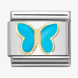 Nomination CLASSIC Composable Gold Turquoise Enamel Butterfly Charm 030285/63