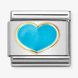 Nomination CLASSIC Composable Gold Turquoise Enamel Heart Charm 030283-25