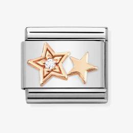 Nomination CLASSIC Composable Romance Cubic Zirconia Double Star Charm 430305-35