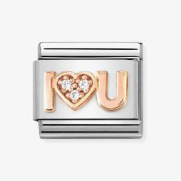 Nomination CLASSIC Composable Romance Cubic Zirconia I Love U Heart Charm 430305-36