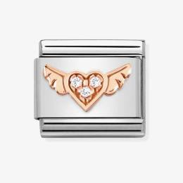 Nomination CLASSIC Composable Romance Heart Cubic Zirconia Wings Charm 430305-34