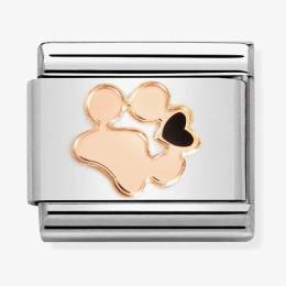 Nomination CLASSIC Composable Rose Gold Dog Paw Print with Heart Charm 430202/18