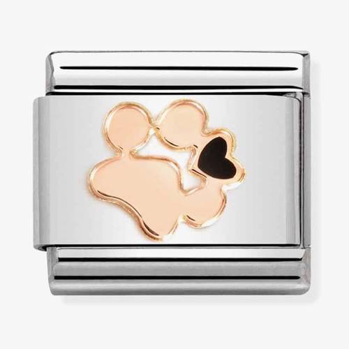 Nomination CLASSIC Composable Rose Gold Dog Paw Print with Heart Charm 430202/18 - 0