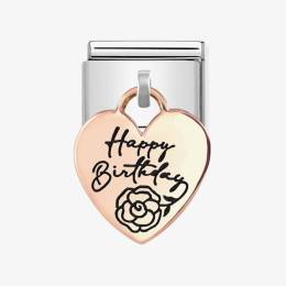 Nomination CLASSIC Composable Rose Gold Happy Birthday Heart Pendant Charm 431803-06