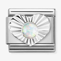 Nomination CLASSIC Composable White Opal Heart Fluted Bezel Charm 330508-07