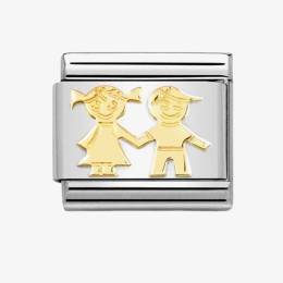 Nomination CLASSIC Composable Yellow Gold Brother & Sister Charm 030162-69