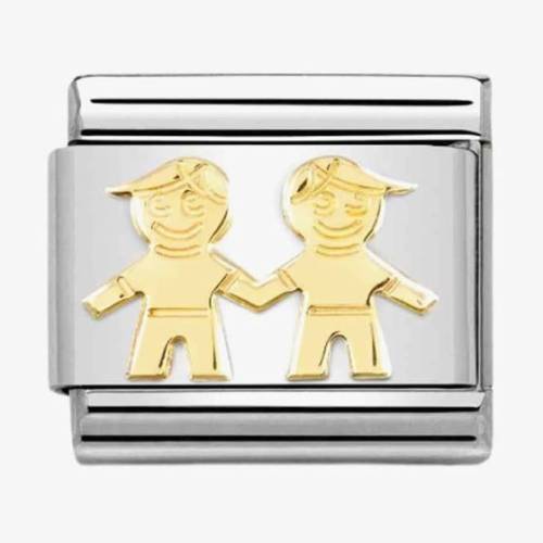 Nomination CLASSIC Composable Yellow Gold Double Brothers Charm 030162-68 - 0