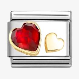 Nomination CLASSIC Faceted Hearts Red Cubic Zirconia Charm 030611-05