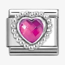 Nomination CLASSIC Fuschia Faceted Heart Charm 330605-030