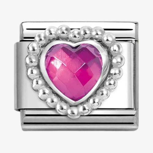 Nomination CLASSIC Fuschia Faceted Heart Charm 330605-030 - 0