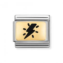 NOMINATION CLASSIC Gold Black Enamel Thunderbolt Charm 030284-40