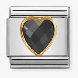 Nomination CLASSIC Gold Black Heart Charm 030610-011