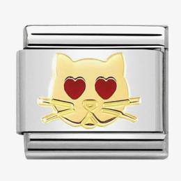 Nomination CLASSIC Gold Cat With Heart Eyes Charm 030272/43