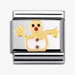 Nomination CLASSIC Gold Christmas White Snowman Charm 030225-04