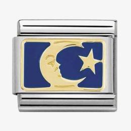 Nomination CLASSIC Gold Cosmo Blue Enamel Moon & Star Charm 030284/45