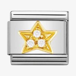 Nomination CLASSIC Gold Daily Life Cubic Zirconia White Star Charm 030308-01