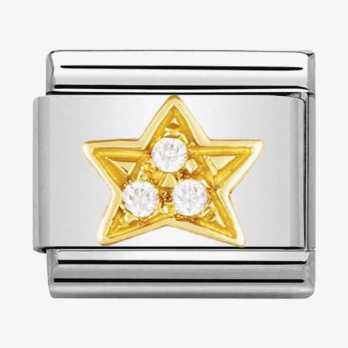 Nomination CLASSIC Gold Daily Life Cubic Zirconia White Star Charm 030308-01 - 0