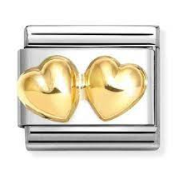 Nomination Classic gold double rounded hearts 030116-23