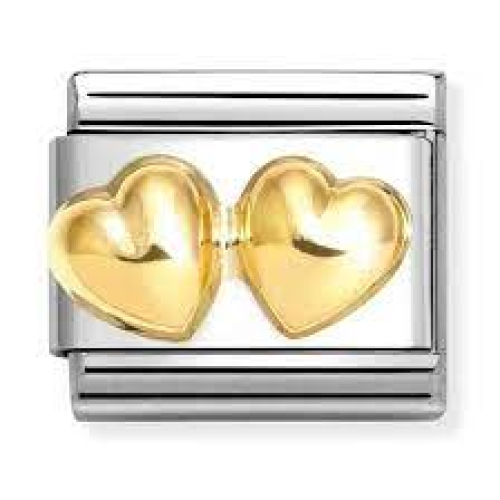 Nomination Classic gold double rounded hearts 030116-23 - 0