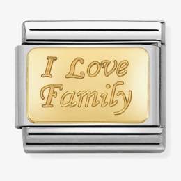 Nomination CLASSIC Gold Engraved Signs I Love Family Charm 030121-33