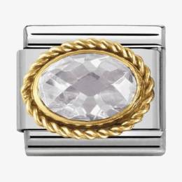 Nomination CLASSIC Gold Faceted White Cubic Zirconia Charm 030602-010