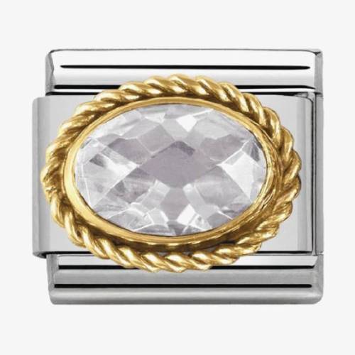 Nomination CLASSIC Gold Faceted White Cubic Zirconia Charm 030602-010 - 0