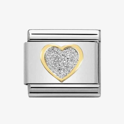 Nomination CLASSIC Gold Glitter Heart Charm 030220-02 - 0