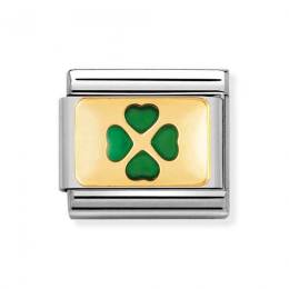 NOMINATION CLASSIC Gold Green Four Leaf Clover Charm 030206-27