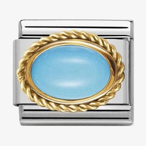 Nomination CLASSIC Gold Hard Stones Oval Turquoise Charm 030507-06 - 0