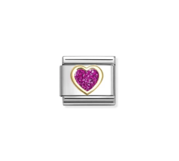 Nomınatıon Classic Gold Heart with Glitter Charm 030220-09