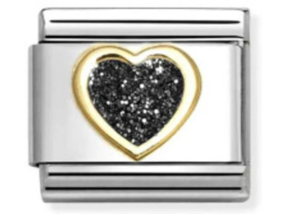 Nomınatıon Classic Gold Heart with Glitter Charm 030220-10 - 0