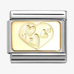 Nomination CLASSIC Gold Hearts Plaque Charm 030121/57