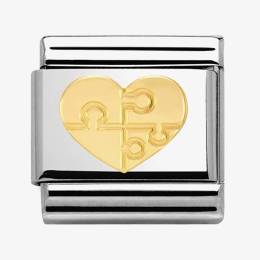 Nomination CLASSIC Gold Love Heart With Puzzle Charm 030116/18