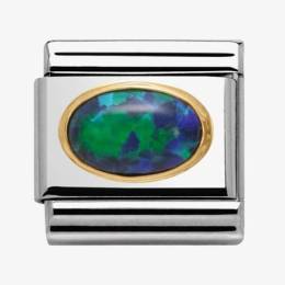 Nomination CLASSIC Gold Oval Stones Green Opal Charm 030502-26