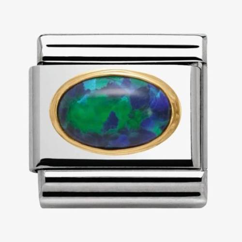 Nomination CLASSIC Gold Oval Stones Green Opal Charm 030502-26 - 0