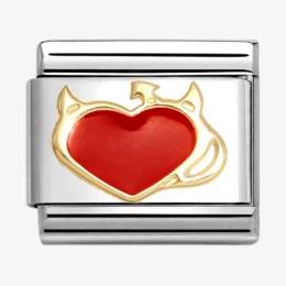 Nomination CLASSIC Gold & Red Devil Heart Charm 030207/51