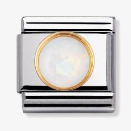 Nomination CLASSIC Gold Round Stones White Opal Charm 030503/07