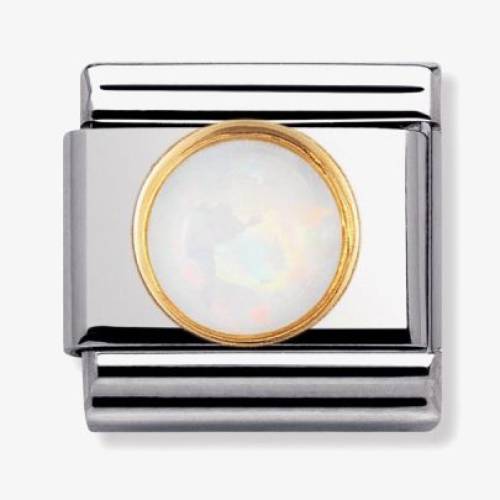 Nomination CLASSIC Gold Round Stones White Opal Charm 030503/07 - 0