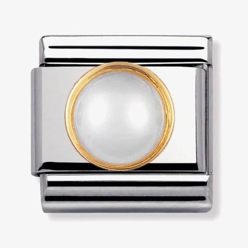 Nomination CLASSIC Gold Round Stones White Pearl Charm 030503-13 - 0