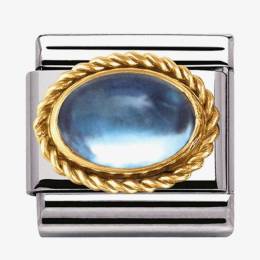 Nomination CLASSIC Gold Stones Oval Light Blue Topaz Charm 030508-13