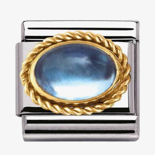 Nomination CLASSIC Gold Stones Oval Light Blue Topaz Charm 030508-13 - 0