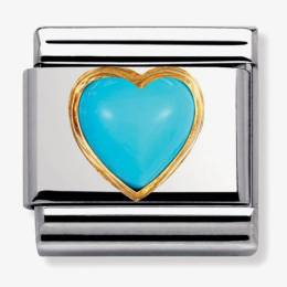 Nomination CLASSIC Gold Turquoise Heart Stones Charm 030501-06