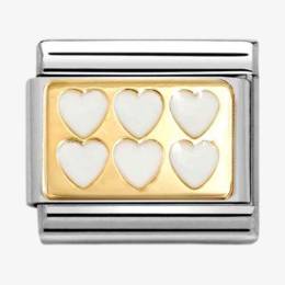 Nomination CLASSIC Gold & White 6 Heart Charm 030284-69