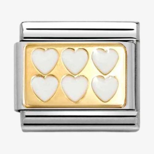 Nomination CLASSIC Gold & White 6 Heart Charm 030284-69 - 0