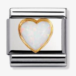 Nomination CLASSIC Gold White Opal Heart Stones Charm 030501-07