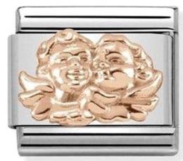 NOMINATION CLASSIC RELIEF SYMBOLS STAINLESS STEEL,BONDED ROSE GOLD ANGEL OF FAMILY 430106-07