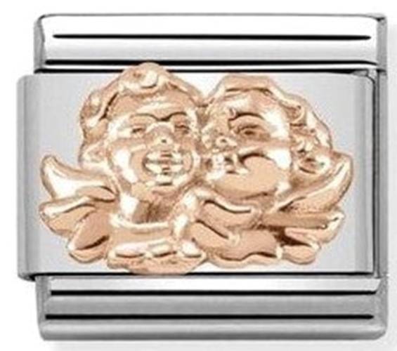 NOMINATION CLASSIC RELIEF SYMBOLS STAINLESS STEEL,BONDED ROSE GOLD ANGEL OF FAMILY 430106-07 - 0