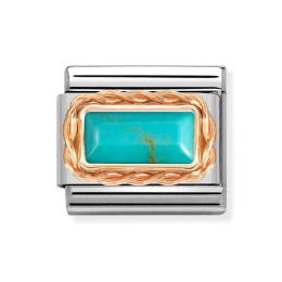 Nomination Classic Rose Gold Baguette Turquoise Charm 430512-06